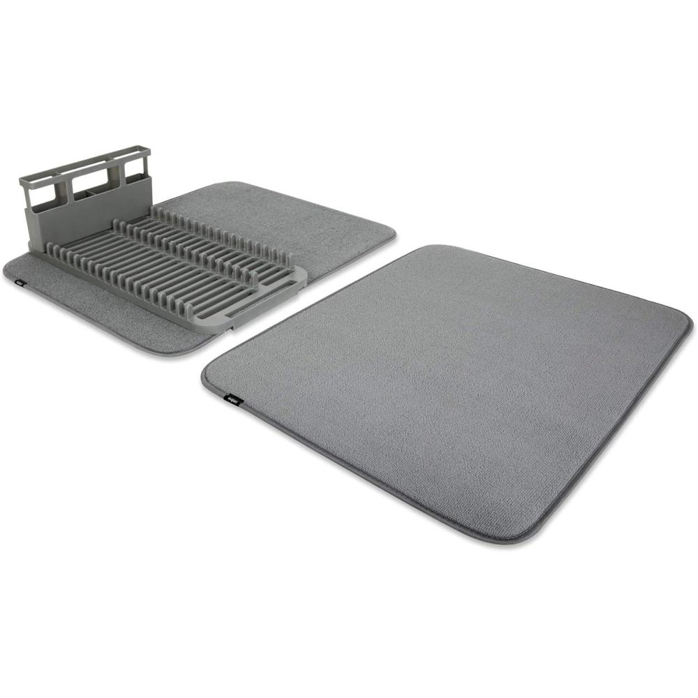 image:imageUmbra UDRY 24 x 18 inches Rack and Microfiber Dish Drying MatSpaceSaving Lightweight Design Folds Up for Easy Storage BlackCharcoal