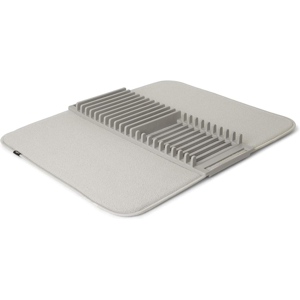 image:imageUmbra UDRY Rack and Microfiber Dish Drying MatSpaceSaving Lightweight Design Folds Up for Easy Storage Large Light GreyLight Grey