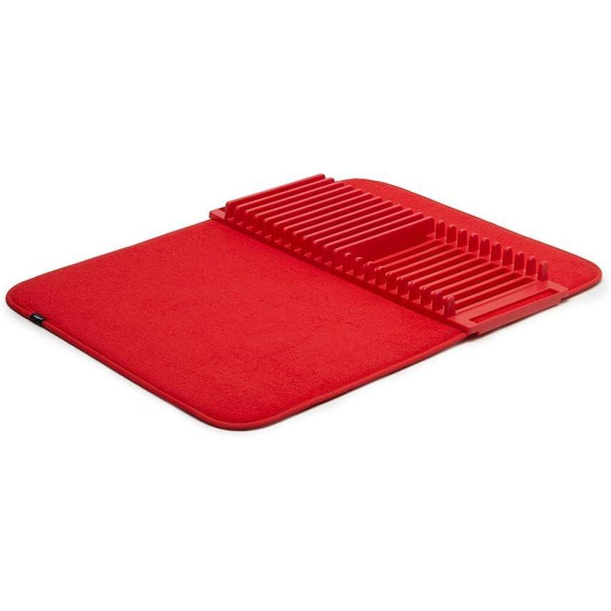 image:imageUmbra UDRY Rack and Microfiber Dish Drying MatSpaceSaving Lightweight Design Folds Up for Easy Storage Large Light GreyRed