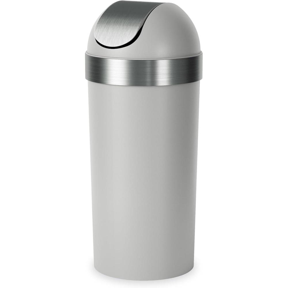 image:imageUmbra Venti Kitchen Trash Can with Swing Top Lid Large 16Gallon 62 L Capacity BlackNickelGreyNickel