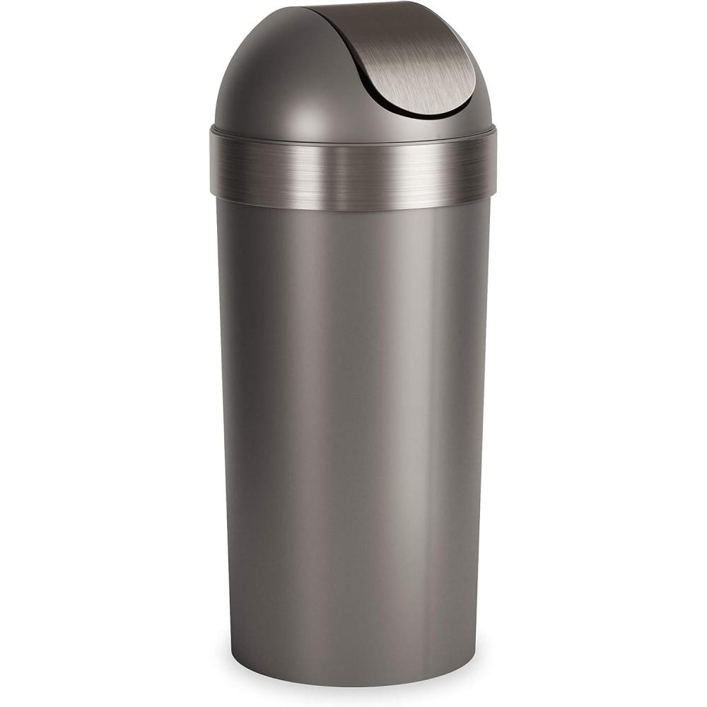 image:imageUmbra Venti Kitchen Trash Can with Swing Top Lid Large 16Gallon 62 L Capacity BlackNickelPewter