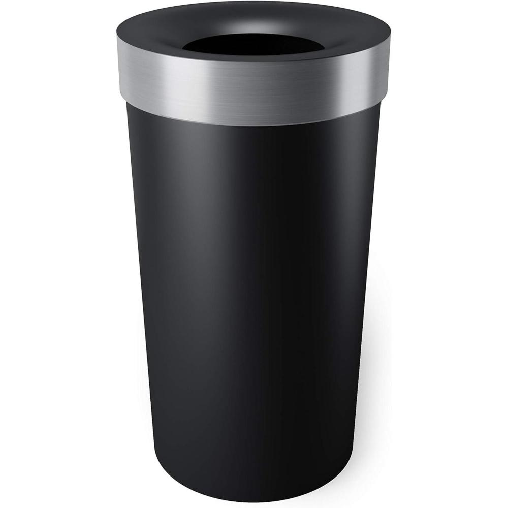 image:imageUmbra Vento Kitchen Trash Can with Open Top Large 16Gallon 62 L Capacity SandBlackNickel