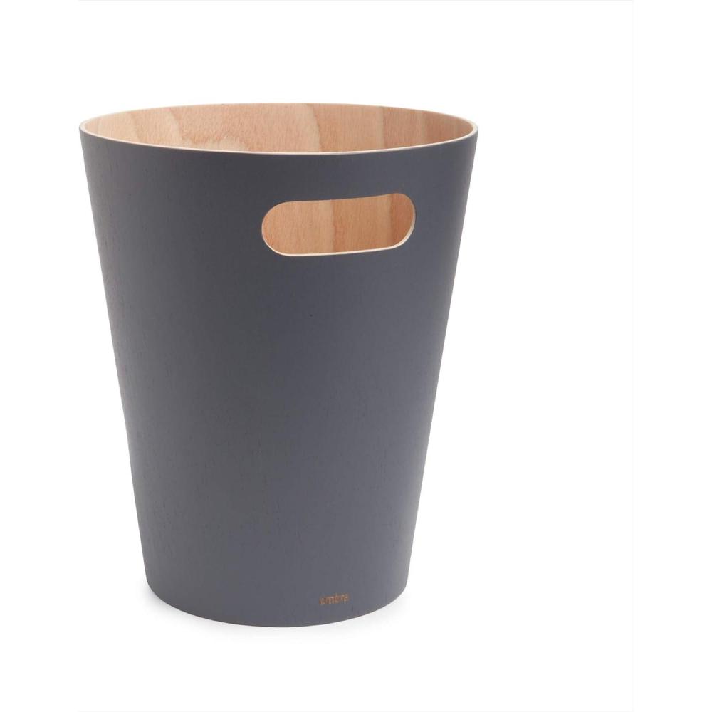 image:imageUmbra Woodrow 2Gallon Modern Wooden Trash Can Wastebasket Attractive Bin for Garbage or Recycling Suitable for Home or Office Dark GreyNatural
