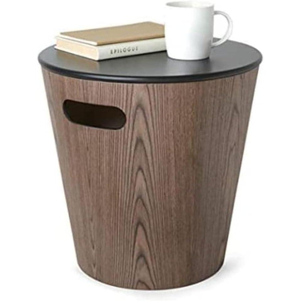 image:imageUmbra Woodrow Modern Ottoman with Storage Large Round Stool Natural WoodWhiteWalnutBlack