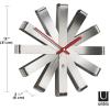 Umbra 118070-040 Ribbon Modern 12-inch, Battery Operated Quartz Movement, Silent Non Ticking Wall Clock, Black(Nickel)