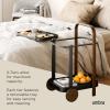 Umbra Bellwood Bar Cart, Serving Trolley, Side Table, Natural/White(Walniut/Black)