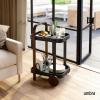 Umbra Bellwood Bar Cart, Serving Trolley, Side Table, Natural/White(Walniut/Black)
