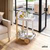 Umbra Bellwood Bar Cart, Serving Trolley, Side Table, Natural/White(White/Natural)