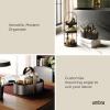 Umbra Bellwood Caddy, Organizer for Makeup and Cosmetics, Durable Rotating Container with Wooden Handle, Large, White/Natural(Black/Walnut)