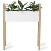 Umbra Bellwood Freestanding Planter, Elevated Garden Bed, Raised Storage Box, White/Natural
