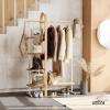Umbra Bellwood Garment Rack Clothes Stand for Clothing, Coats, Dresses, with Shelf for Shoes and Accessories, White/Natural(White/Natural)
