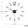 Umbra Blink Modern DIY 3D Wall Clock, Easy to Paste Wall Sticker Numbers, Frameless Large Decorative Wall Clock, Simple Indicators, Minimalist, Black(Black)
