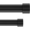Umbra Cappa Double Curtain Rod (66 to 120-Inch, Brass) Bundle with Matching Finials, Brackets & Hardware, 66 to 120-Inch, Brushed Black