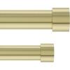 Umbra Cappa Double Curtain Rod (66 to 120-Inch, Brass) and Umbra 1014557-104 Cappa 1-Inch Double Curtain Rod, Includes 2 Matching Finials, Brackets & Hardware, 36 to 66, Brass Curtain Rod Set