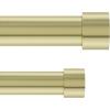 Umbra Cappa Double Curtain Rod (66 to 120-Inch, Brass) and Umbra 1014557-104 Cappa 1-Inch Double Curtain Rod, Includes 2 Matching Finials, Brackets & Hardware, 36 to 66, Brass Curtain Rod Set