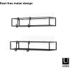Umbra Cubiko Shower Corner Shelf, Metal Floating Shelves with Adhesive Mounting Strips, 2-Pack, White(Black)