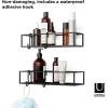 Umbra Cubiko Shower Corner Shelf, Metal Floating Shelves with Adhesive Mounting Strips, 2-Pack, White(Black)