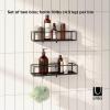 Umbra Cubiko Shower Corner Shelf, Metal Floating Shelves with Adhesive Mounting Strips, 2-Pack, White(Black)