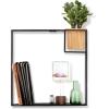 Umbra Cubist Multi Floating Built-in Succulent Planter – Modern Wall Décor and Geometric Display Shelf for Books, Candles, Mementos, Photos, Indoor Plants, Black(Large)