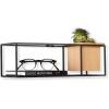 Umbra Cubist Multi Floating Built-in Succulent Planter – Modern Wall Décor and Geometric Display Shelf for Books, Candles, Mementos, Photos, Indoor Plants, Black(Small)