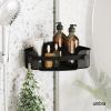 Umbra Flex Adhesive Shower Corner Shelf for Bathroom, White(Black)