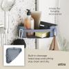 Umbra Flex Adhesive Shower Corner Shelf for Bathroom, White(Slate Blue)