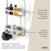 Umbra Flex Hanging Shower Caddy with 2 Shelves, Bathtub Shelf and Bathroom Organizer, White(Grey)