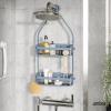 Umbra Flex Hanging Shower Caddy with 2 Shelves, Bathtub Shelf and Bathroom Organizer, White(Slate Blue)