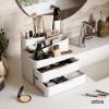 Umbra Glam Cosmetic Organizer, Versatile Storage Container With Removable Insert for Bathroom, Office and More, White(Large)