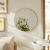 Umbra Hub Round Wall Mirror with Rubber Frame, Modern Style for Bathroom, Entryway, Living Room and More, 18-Inch, Black(Brass)