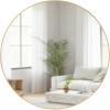 Umbra Hub Round Wall Mirror with Rubber Frame, Modern Style for Bathroom, Entryway, Living Room and More, 18-Inch, Black(Brass)