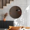 Umbra Hub Round Wall Mirror with Rubber Frame, Modern Style for Bathroom, Entryway, Living Room and More, 18-Inch, Black(Chrome)