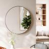 Umbra Hub Round Wall Mirror with Rubber Frame, Modern Style for Bathroom, Entryway, Living Room and More, 18-Inch, Black(Titanium)