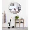 Umbra Hub Round Wall Mirror with Rubber Frame, Modern Style for Bathroom, Entryway, Living Room and More, 18-Inch, Black(White)