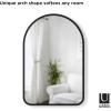 Umbra Hubba Arched Wall Mirror with Metallic Frame, Modern Style for Bathroom, Entryway, Living Room and More, 34 x 36-Inch, Brass(Black)