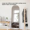 Umbra Hubba Arched Wall Mirror with Metallic Frame, Modern Style for Bathroom, Entryway, Living Room and More, 34 x 36-Inch, Brass(Titanium)