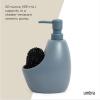 Umbra Joey Ceramic Liquid Soap Dispenser with Sponge Caddy, Ideal for Kitchen or Bathroom Use, Slate Blue