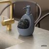 Umbra Joey Ceramic Liquid Soap Dispenser with Sponge Caddy, Ideal for Kitchen or Bathroom Use, Slate Blue