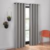 Umbra Ottoman Textured Solid 100% Blackout Grommet 95 in Long x 50 in Wide Window Curtain Panel, Linen(Cement)