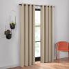 Umbra Ottoman Textured Solid 100% Blackout Grommet 95 in Long x 50 in Wide Window Curtain Panel, Linen(Light Bronze)