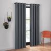 Umbra Ottoman Textured Solid 100% Blackout Grommet 95 in Long x 50 in Wide Window Curtain Panel, Linen(Slate Blue)