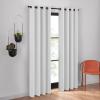 Umbra Ottoman Textured Solid 100% Blackout Grommet 95 in Long x 50 in Wide Window Curtain Panel, Linen(White)