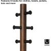 Umbra Pillar Coat Rack, Stool, Clothing Organizer, Umbrella Holder and Hat Organizer, Great for Entryway, Black/Walnut(Black/Walnut)