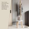 Umbra Pillar Coat Rack, Stool, Clothing Organizer, Umbrella Holder and Hat Organizer, Great for Entryway, Black/Walnut(White/Natural)