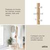 Umbra Pillar Coat Rack, Stool, Clothing Organizer, Umbrella Holder and Hat Organizer, Great for Entryway, Black/Walnut(White/Natural)