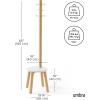 Umbra Pillar Coat Rack, Stool, Clothing Organizer, Umbrella Holder and Hat Organizer, Great for Entryway, Black/Walnut(White/Natural)