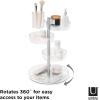 Umbra Pirouette Cosmetic Organizer, Large Capacity Makeup Storage with Adjustable Compartments, Clear/Nickel(Clear/Nickel)