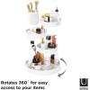 Umbra Pirouette Cosmetic Organizer, Large Capacity Makeup Storage with Adjustable Compartments, Clear/Nickel(White/Brass)