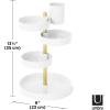 Umbra Pirouette Cosmetic Organizer, Large Capacity Makeup Storage with Adjustable Compartments, Clear/Nickel(White/Brass)