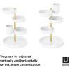 Umbra Pirouette Cosmetic Organizer, Large Capacity Makeup Storage with Adjustable Compartments, Clear/Nickel(White/Brass)